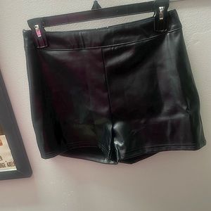 black leather shorts